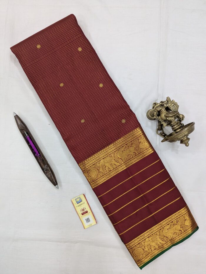 IMG-20250725-WA0446 Pure Kanchipuram Maroon Silk Saree (14) - Image 1