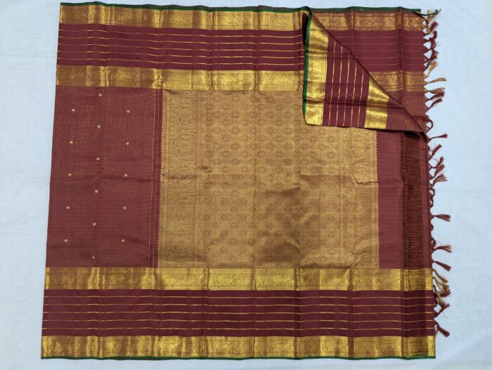 Pure Kanchipuram Maroon Silk Saree (14) - Image 4