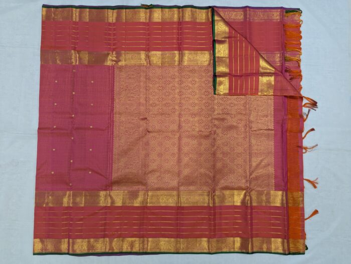 Pure Kanchipuram Red Silk Saree (15) - Image 3