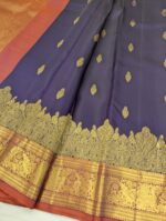 Pure Kanchipuram Violet Silk Saree (16) - Image 3