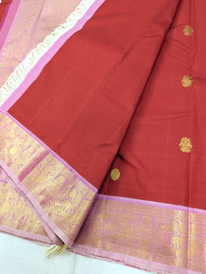 Pure Kanchipuram Red Silk Saree (20) - Image 4