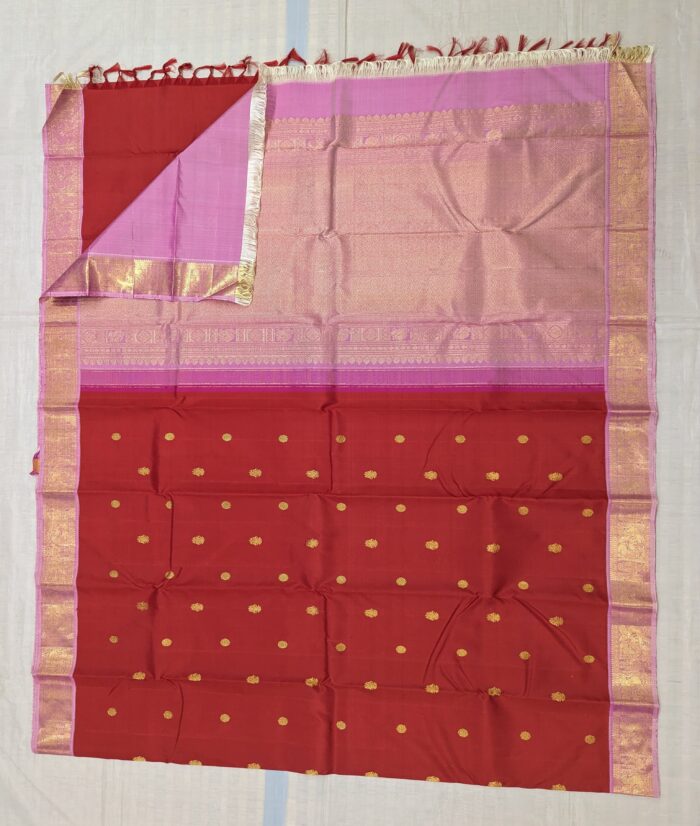 Pure Kanchipuram Red Silk Saree (20) - Image 5