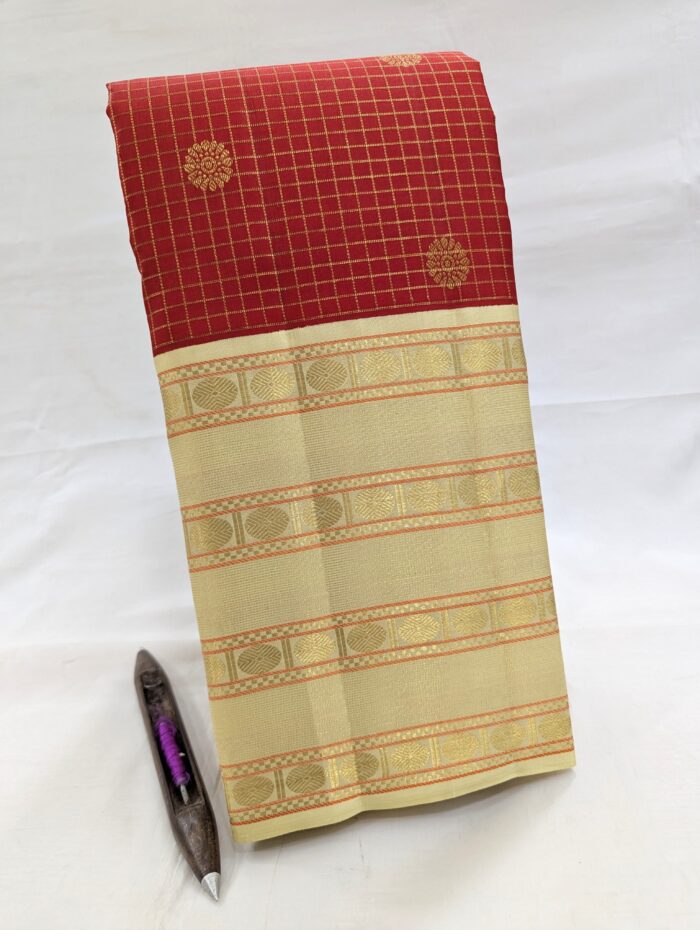 Pure Kanchipuram Violet Silk Saree (19) - Image 3