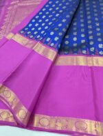 Pure Kanchipuram Blue Silk Saree (28) - Image 3