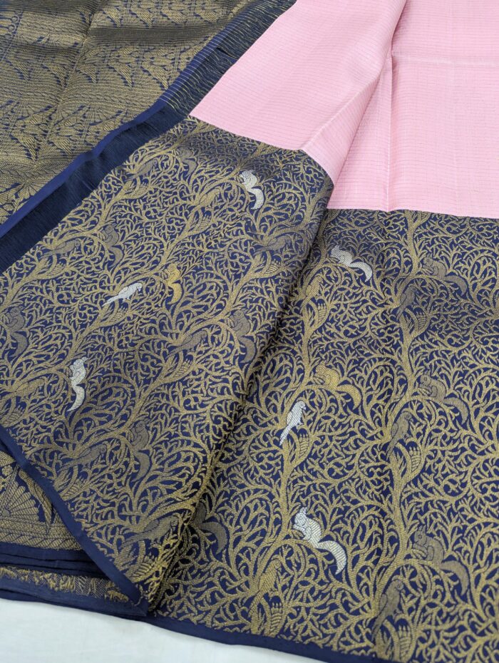 Pure Kanchipuram Pink Silk Saree (30) - Image 2