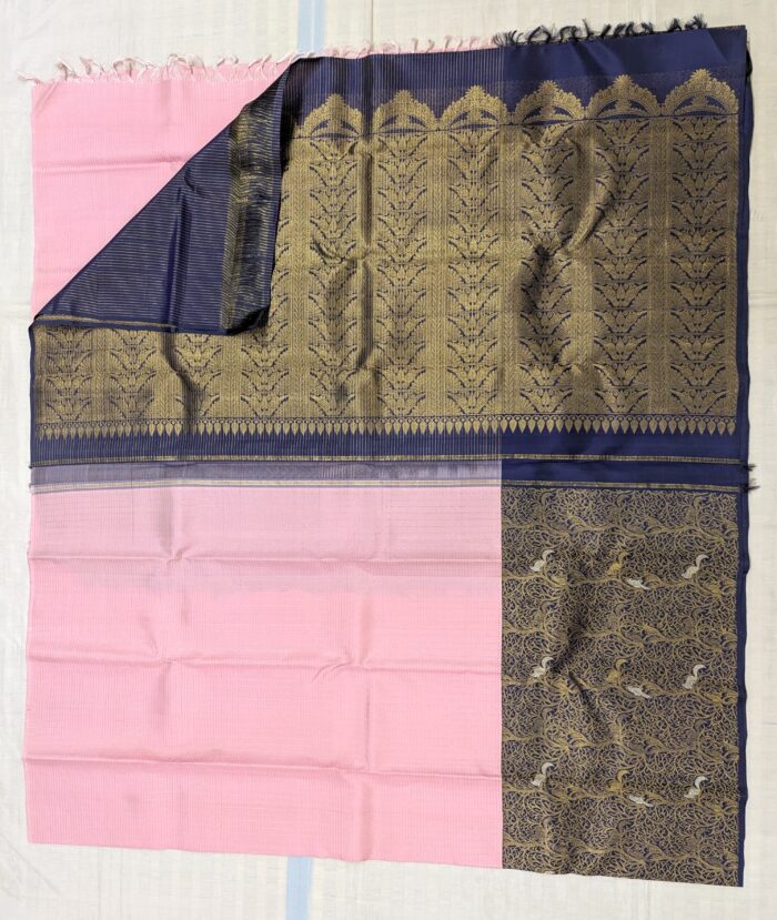 Pure Kanchipuram Pink Silk Saree (30) - Image 3