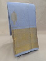 Pure Sky Blue with Golden Kanchipuram Silk Saree (50) - Image 2