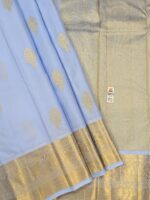 Pure Light Blue with Golden Kanchipuram Silk Saree (34) - Image 2