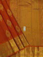 Pure Orange with Golden Kanchipuram Silk Saree (39) - Image 4