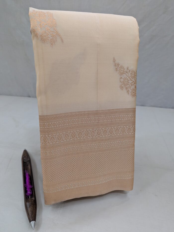 Pure Sandal with Golden Kanchipuram Silk Saree (35) - Image 2