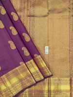 Pure Purple with Golden Kanchipuram Silk Saree (38) - Image 3