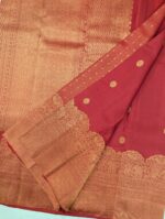 Pure Red with Golden Kanchipuram Silk Saree (36) - Image 3