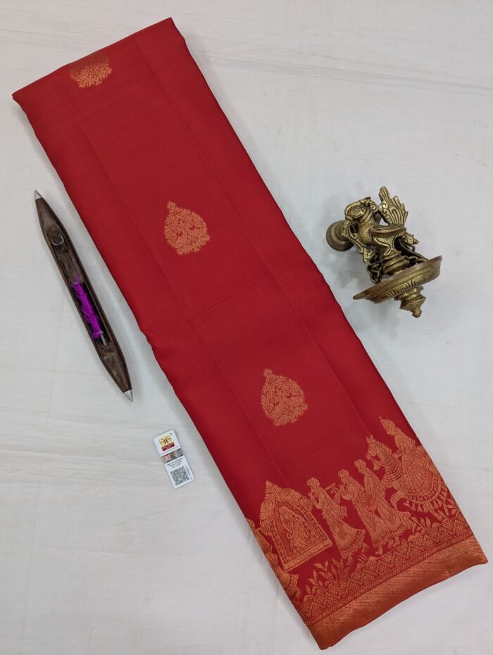 IMG-20250806-WA0020 Pure Red with Golden Kanchipuram Silk Saree (43) - Image 1