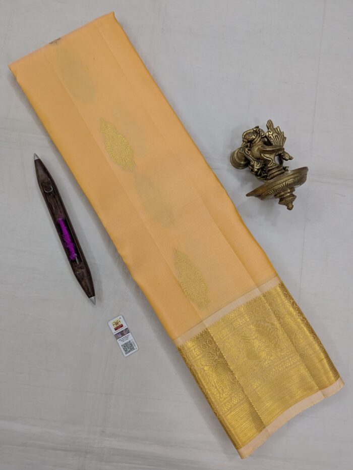 IMG-20250806-WA0026 Pure Light Beige with Golden Kanchipuram Silk Saree (40) - Image 1