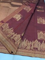 Pure Maroon with Golden Kanchipuram Silk Saree (48) - Image 4
