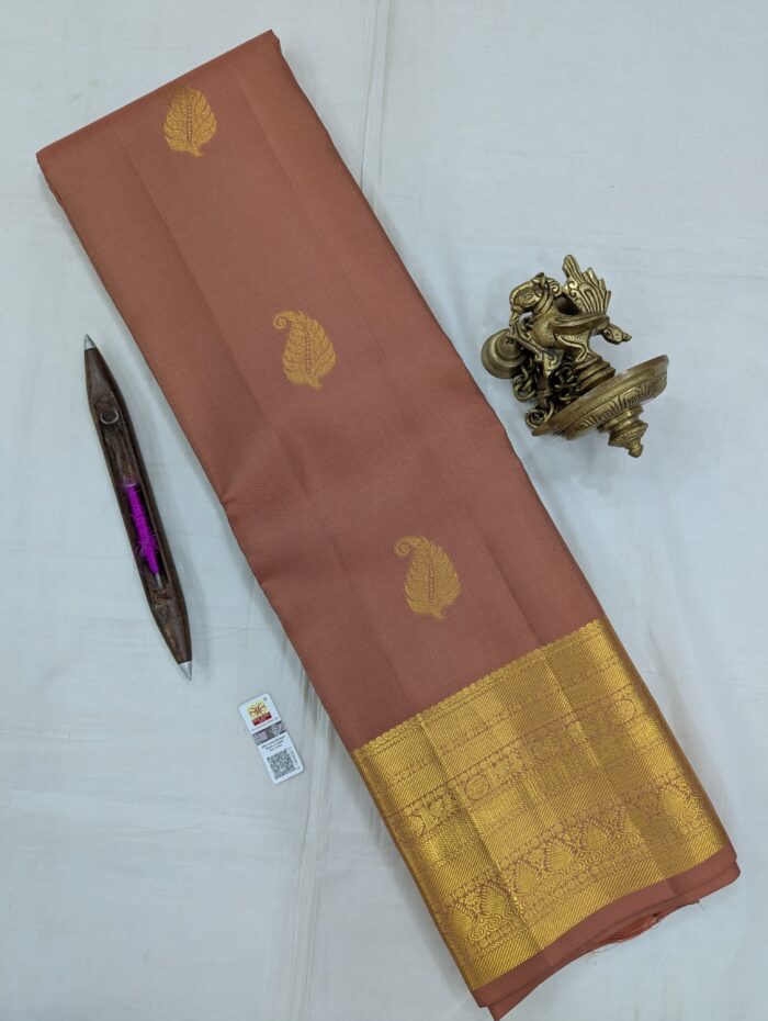 IMG-20250806-WA0067 Pure Light Brown with Golden Kanchipuram Silk Saree (47) - Image 1