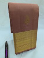 Pure Light Brown with Golden Kanchipuram Silk Saree (47) - Image 2