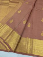 Pure Light Brown with Golden Kanchipuram Silk Saree (47) - Image 3