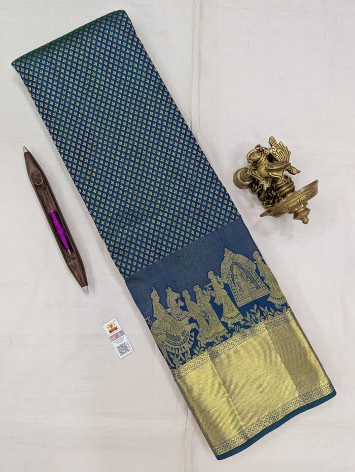 IMG-20250806-WA0072 Pure Midnight Blue with Golden Kanchipuram Silk Saree (46) - Image 1
