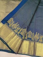Pure Midnight Blue with Golden Kanchipuram Silk Saree (46) - Image 3