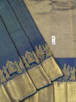 Pure Midnight Blue with Golden Kanchipuram Silk Saree (46) - Image 4