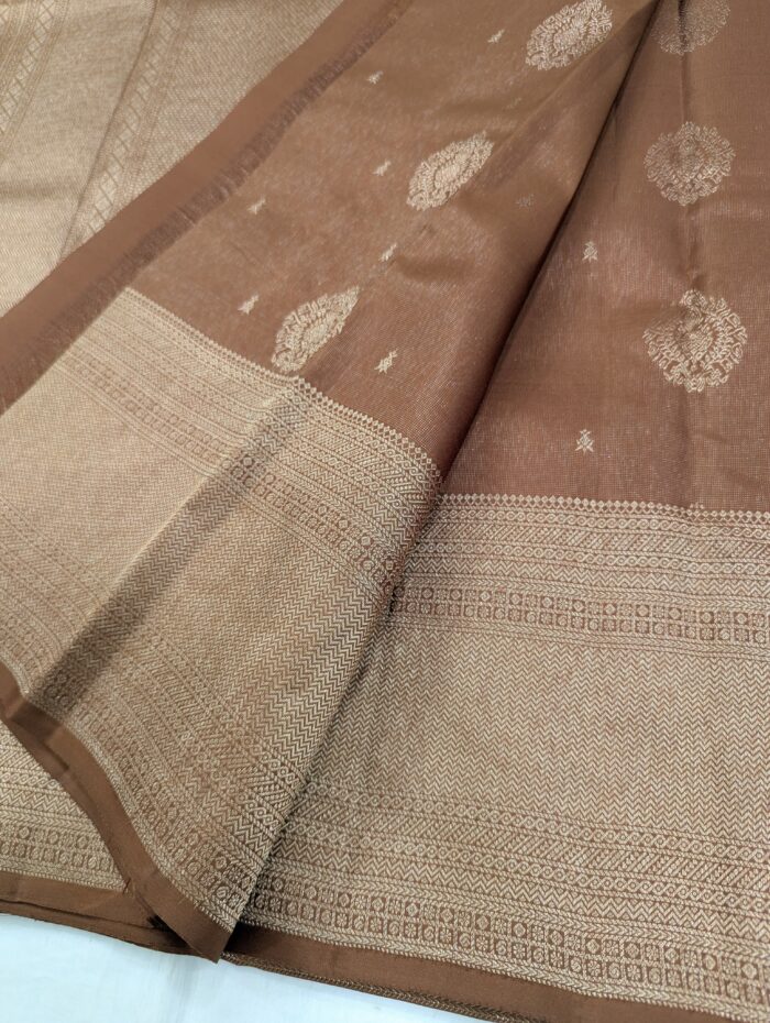 Pure Kanchipuram Brown Silk Saree (21) - Image 2