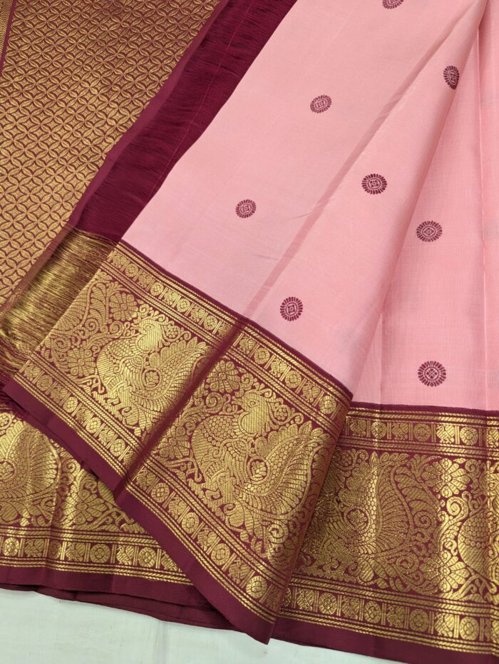 Pure Kanchipuram Beige Silk Saree (23) - Image 2