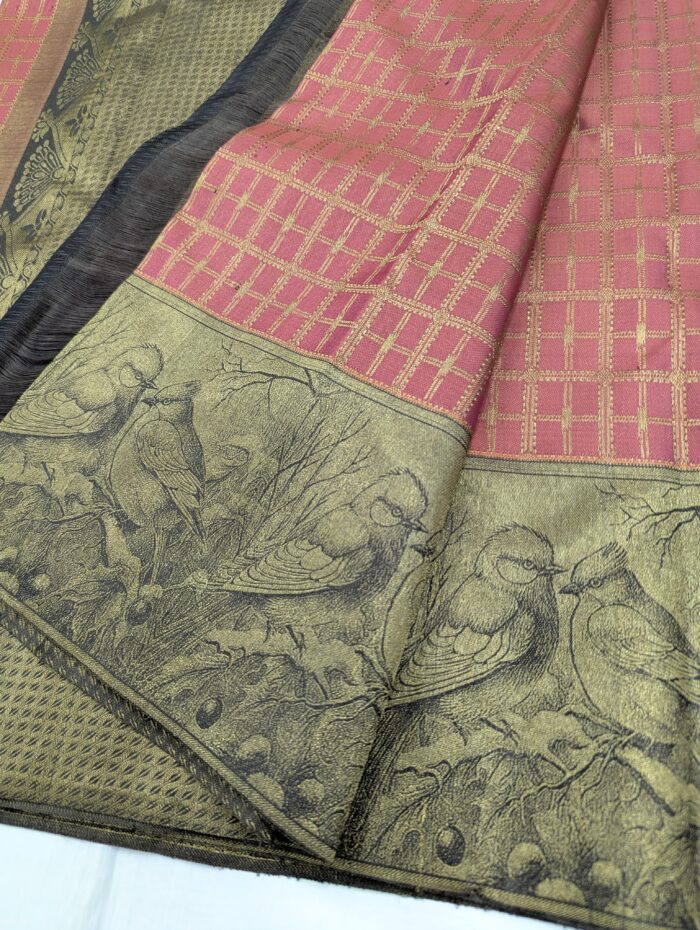 Pure Kanchipuram Beige Golden Silk Saree (26) - Image 2