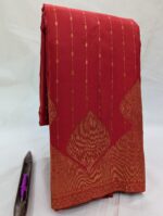 Pure Red with Golden Kanchipuram Silk Saree (51) - Image 2