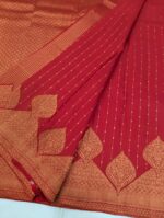 Pure Red with Golden Kanchipuram Silk Saree (51) - Image 3
