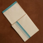 Kerala Handloom Blue with Silver Striped Dhoti (25) - Image 2