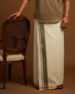 Kerala Handloom Green with Golden Striped Dhoti (26)