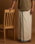 Kerala Handloom Green with Silver Striped Dhoti (22)