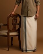 Kerala Handloom Green with Silver Striped Dhoti(21)