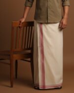 Kerala Handloom Pink Striped Dhoti(6)