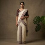 Kerala Handloom Set Mundu with Maroon Striped Borders (35)