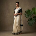 Kerala Handloom Set Mundu Grey with Gold Borders (16)