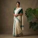 Kerala Handloom Green Striped Set Mundu (17)