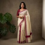 Kerala Handloom Set Mundu Light Maroon Borders (5)