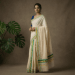 Kerala Handloom Set Mundu Light Green with Gold Borders (26)