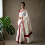 Kerala Handloom Set Mundu with Maroon Borders (30)