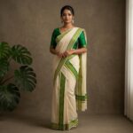 Kerala Handloom Set Mundu with Green Borders (31)