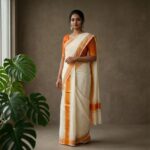 Kerala Handloom Set Mundu with Orange Borders (33)