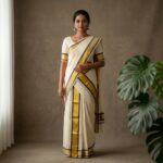 Kerala Handloom Set Mundu Black with Golden Borders (34)