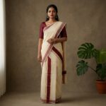 Kerala Handloom Set Mundu with Maroon Borders (43)