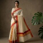 Kerala Handloom Set Mundu with Orange Borders (41)