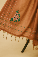 Terracotta Elegance with Hand Embroidery Bamboo Tussar Silk Saree (3) - Image 2