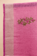 Pink Blossom Elegance Linen Cotton Saree - Image 4