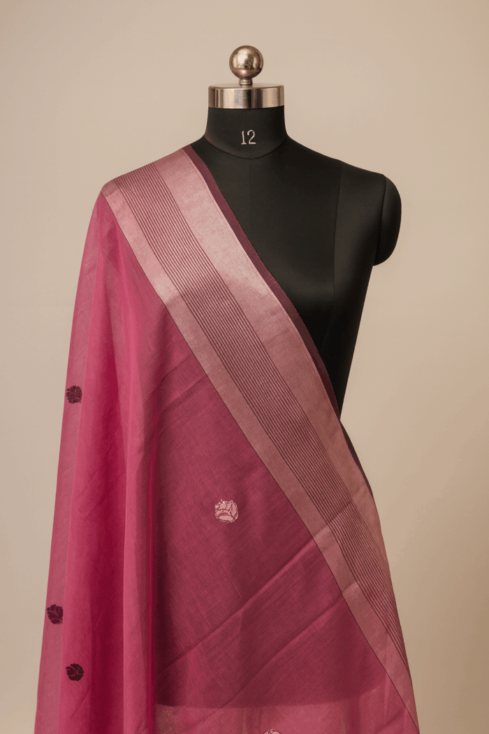 Dark Pink Hand Embroidery Dupatta (10) - Image 2