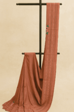 Terracotta Elegance with Hand Embroidery Bamboo Tussar Silk Saree (3)